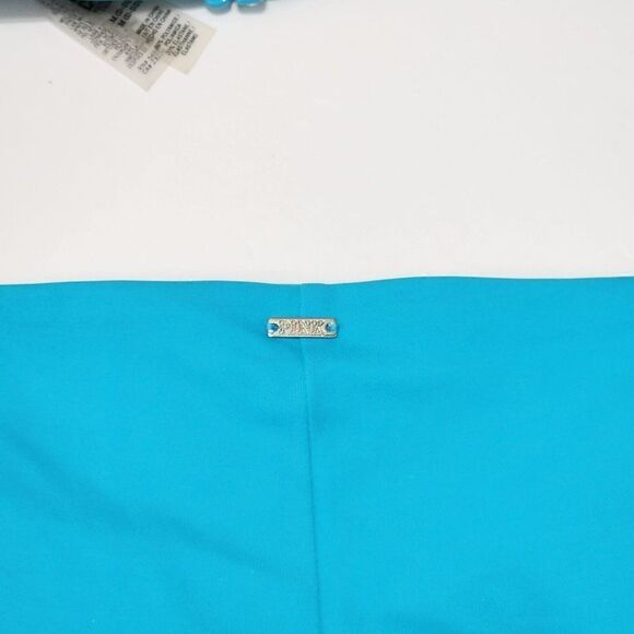 Victoria`s Secret PINK- M (D-DD)Aqua Blue Strappy Front Bikini Top & Bottom - Picture 6 of 9